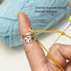 2pcs Adjustable Hook Wool with Thread Rings Knitting Accessories
