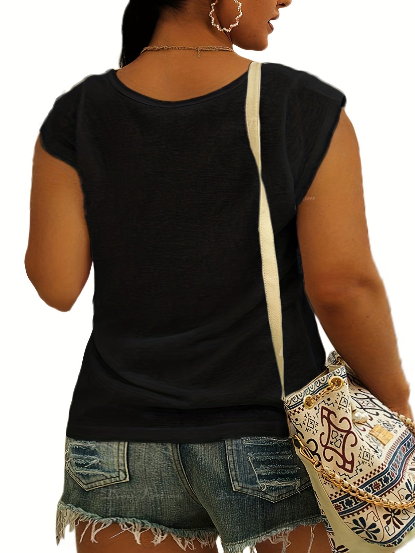  Casual Tank Top Women's Plus Plain Cap Sleeve V Neck Basic Tank Top