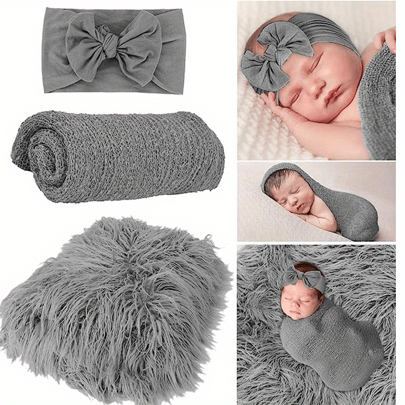 3pcs Baby Photo Wrap Blanket 3pcs Set Photography Props Baby Photo Studio Wrap