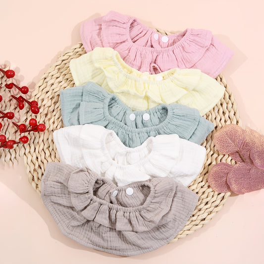 1pc Baby Soft Bib 6 Layer Cotton Infants Plain Crepe Bib Newborn Toddler