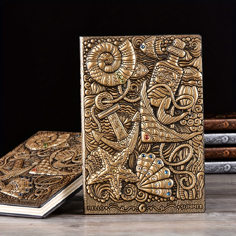 Embossed Notebook A5 100 Sheets Ocean Style Hand Ledger