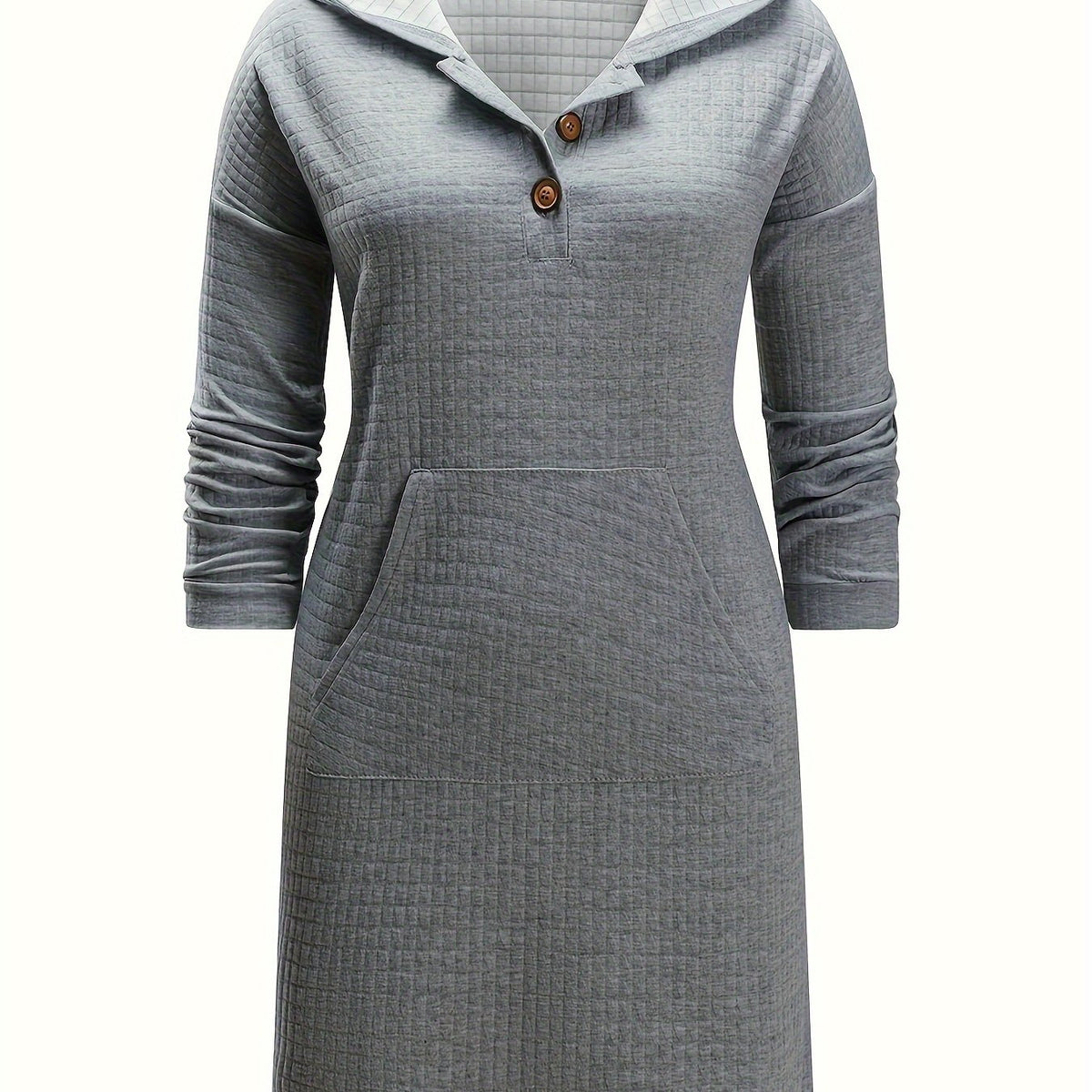  Waffle Hooded Sweatshirt Dress
