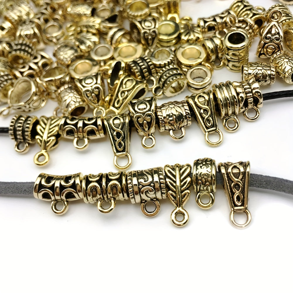 120pcs Antique Silver/Gold Clasps Connector Bail Tube Beads for DIY Jewelry