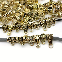 120pcs Antique Silver/Gold Clasps Connector Bail Tube Beads for DIY Jewelry