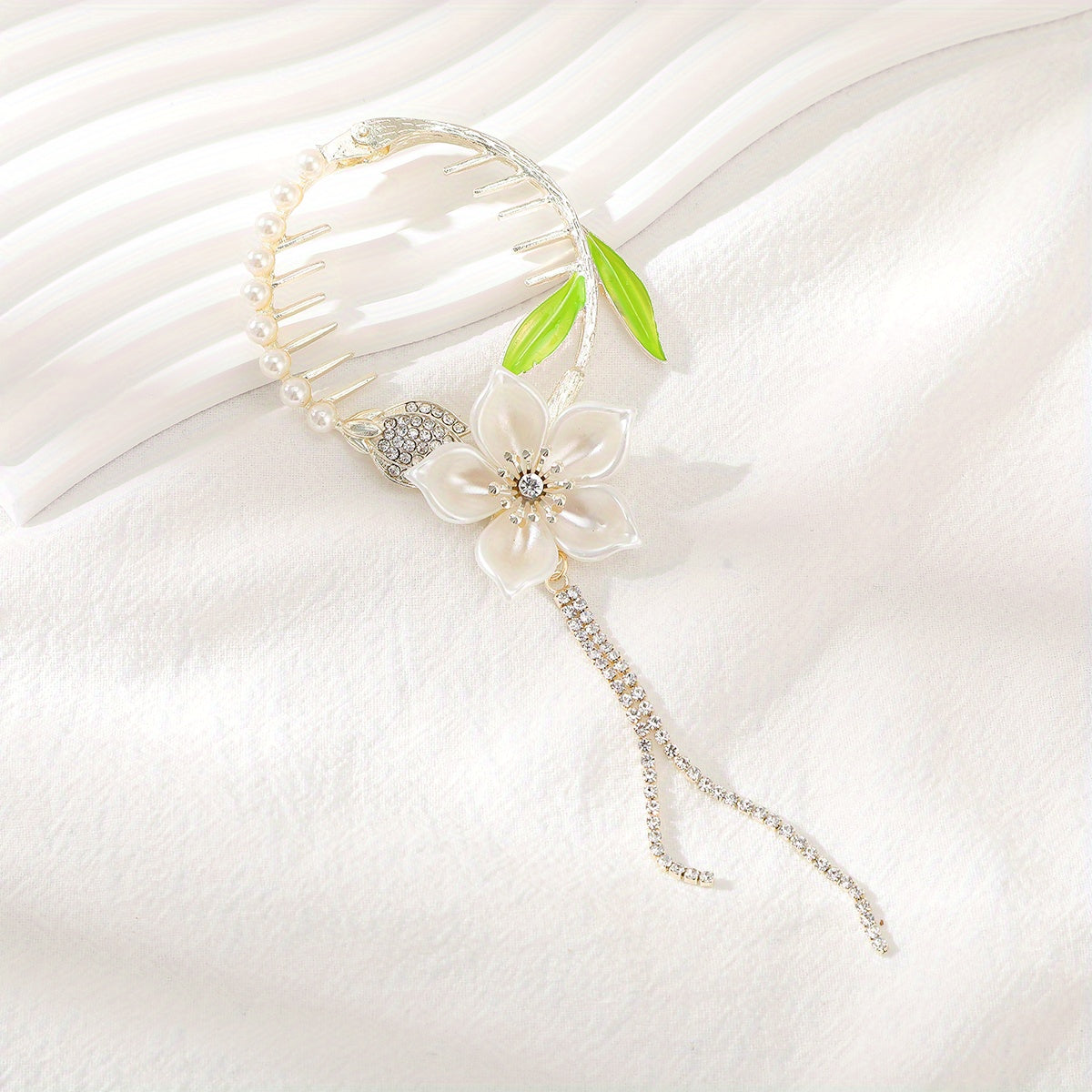 Flower Banana Clip With Pearl Tassel Hair Clip