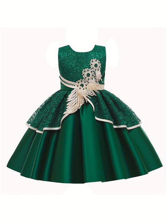 Girls Sleeveless Lace Flower Princess Dress