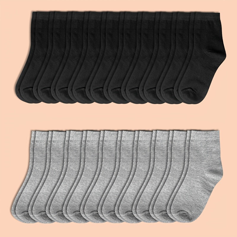 10 20 30 Pairs Solid Socks Comfy & Breathable All match Socks Women's Stockings