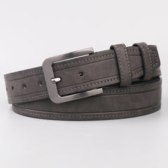 Men's Dark Grey PU Leather Belt with Pin Buckle