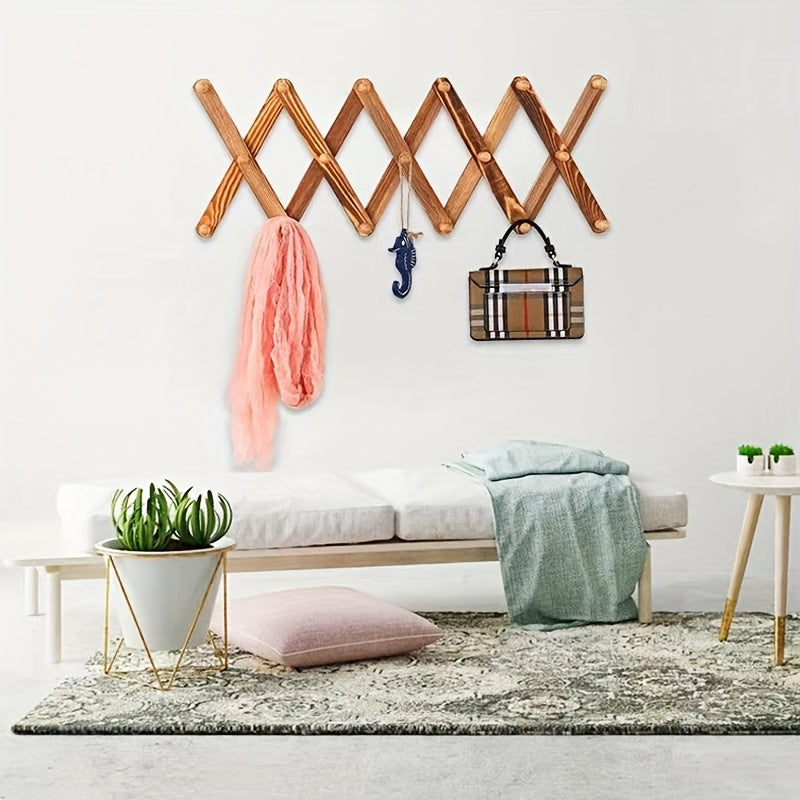 Wood Expandable Rack Hat Cap Belt Umbrella Coffee Mug Wall Woode