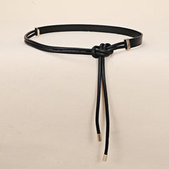 Vintage Thin Knotted Belt PU Leather Outerwear Belts for Women