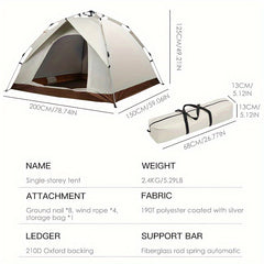 Portable Auto Quick Open Tent for 2 Persons Camping