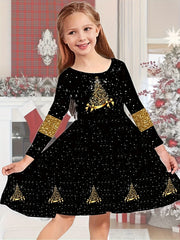 Long Sleeve Christmas Dress Girls Sweet Dresses Kids Gift