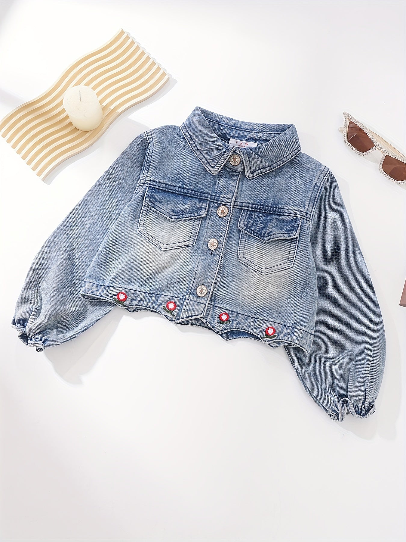 Girls' Denim Jacket Long Sleeve Top For Spring And Autumn