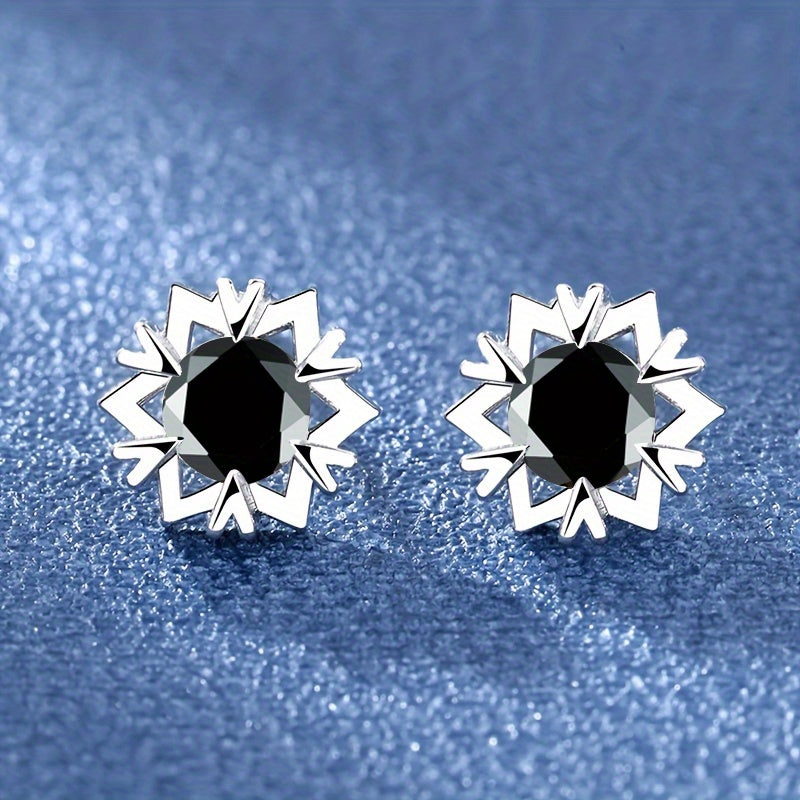 Snowflake Zircon Stud Earrings 18K Plated Wedding Party Jewelry Gift