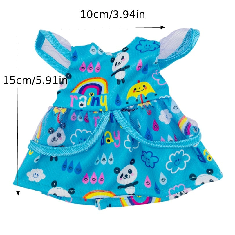 Rainbow Panda Print Dress for 25-30 cm Alive Dolls