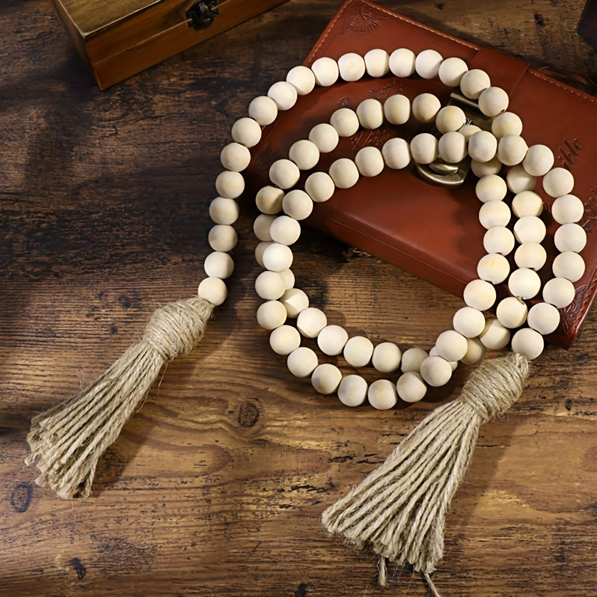 Wooden Beaded Wreath Tassels DIY Craft Farmhouse Decoration