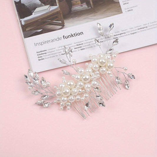 Bridal Crystal Faux Pearl Hair Comb Wedding Hair Accessories