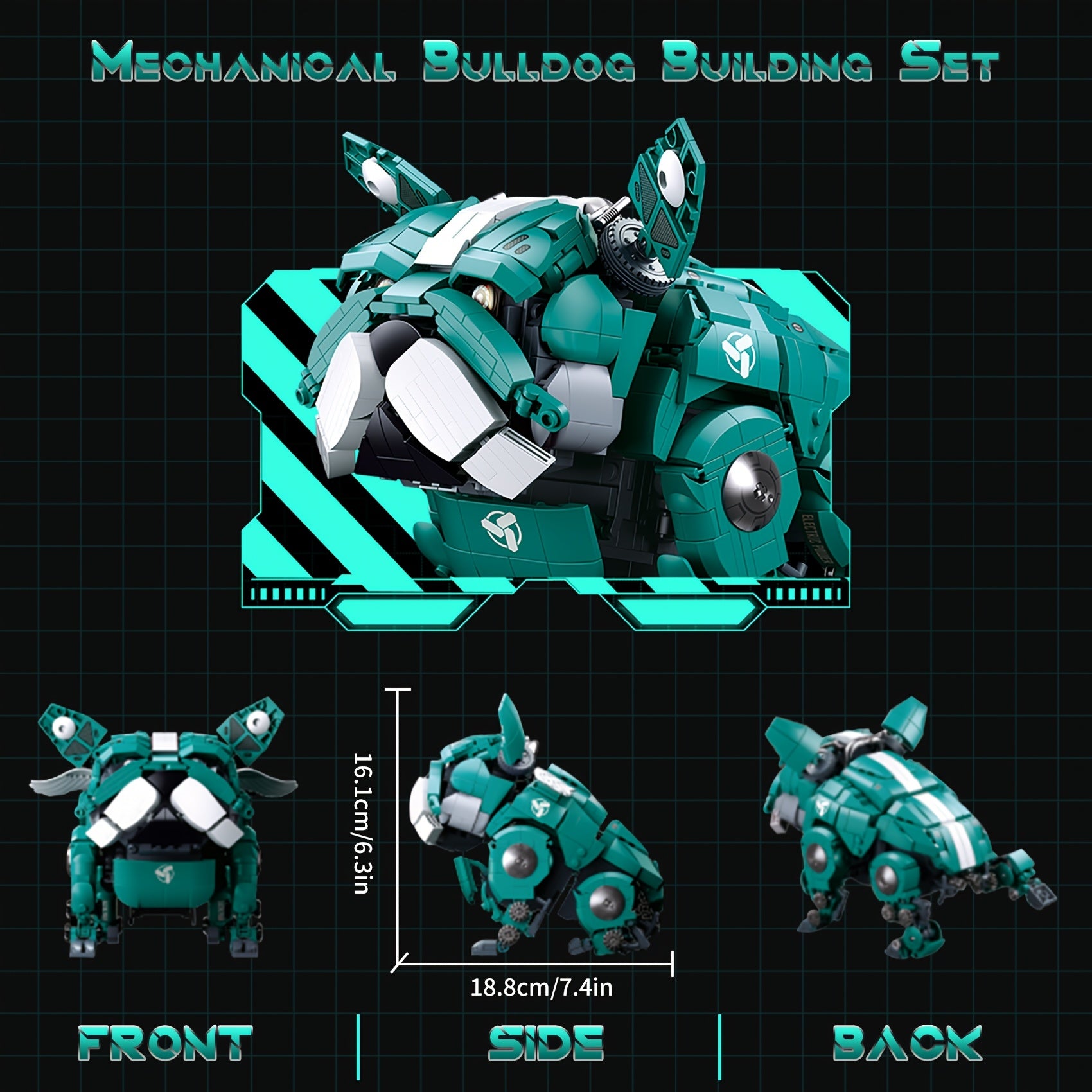 Mechanical Bulldog Building Blocks Flexible Joints & Wings Home Decoration Gift