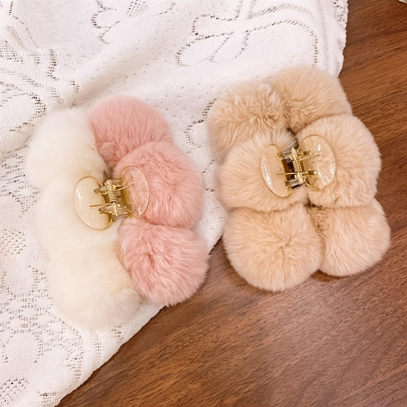 2pcs Plush Hair Claw Styling Clips Hair Accessories