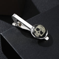 Vintage Skull Pattern Time Stone Men's Tie Clip