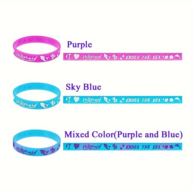 3pcs Mermaid Pattern Silicone Bracelet Set