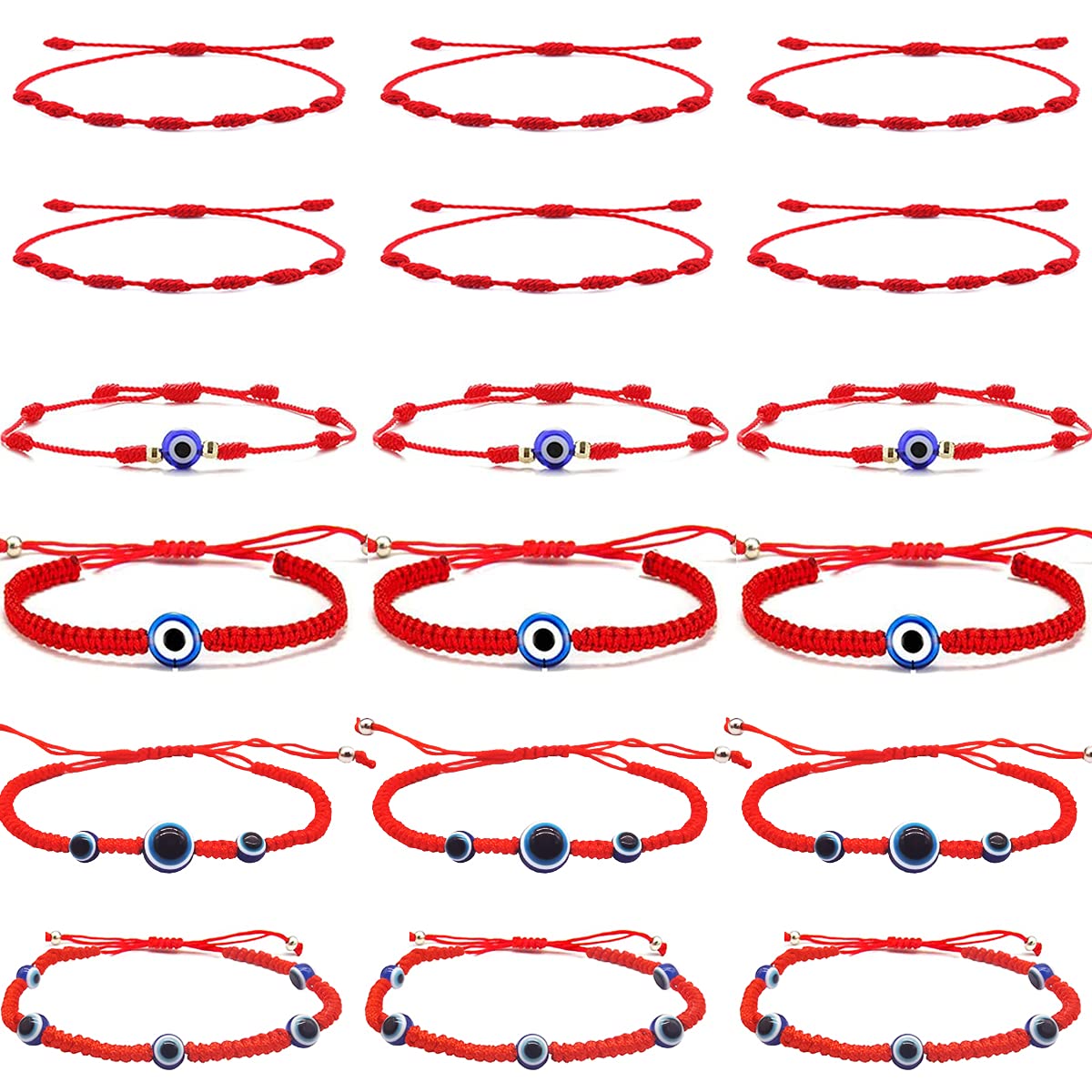 18 Pcs Red Devil Eye Protection Bracelet Adjustable Mexican Bracelet