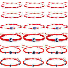 18 Pcs Red Devil Eye Protection Bracelet Adjustable Mexican Bracelet