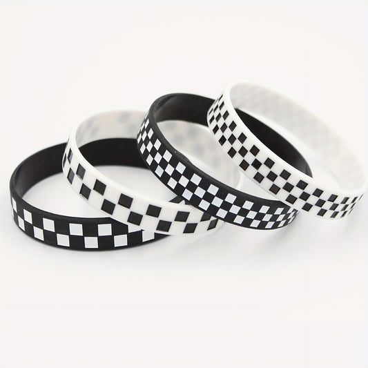 Stylish Checked Pattern Silicone Bracelet for Sports Fans