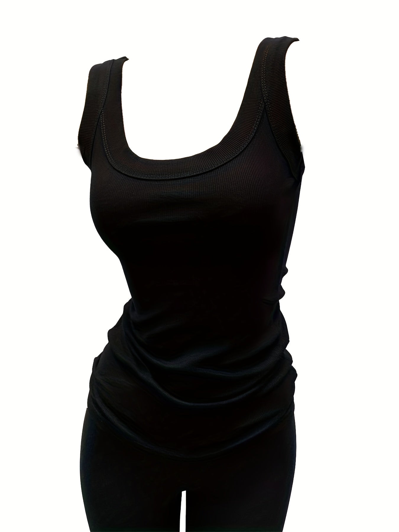Ribbed Tank Top Scoop Neck Sleeveless Casual Summer Top