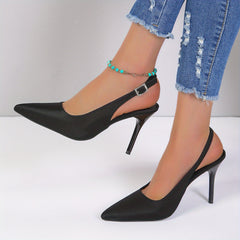 Women's Stiletto Heels Slingback Pumps Buckle Strap - Point Toe