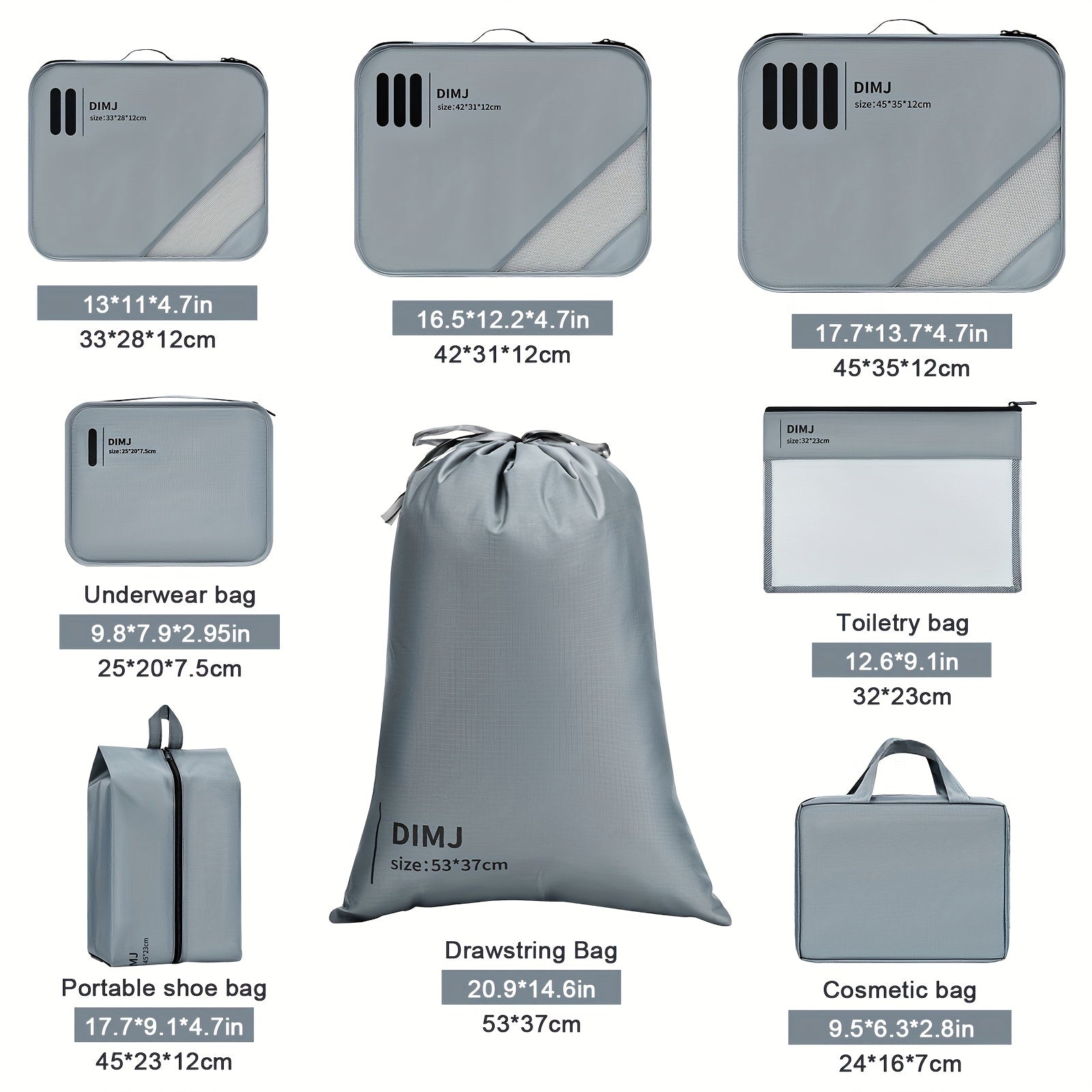8 Pcs Packing Cubes For Travel Luggage Organizers Lightweight Travel Bags
