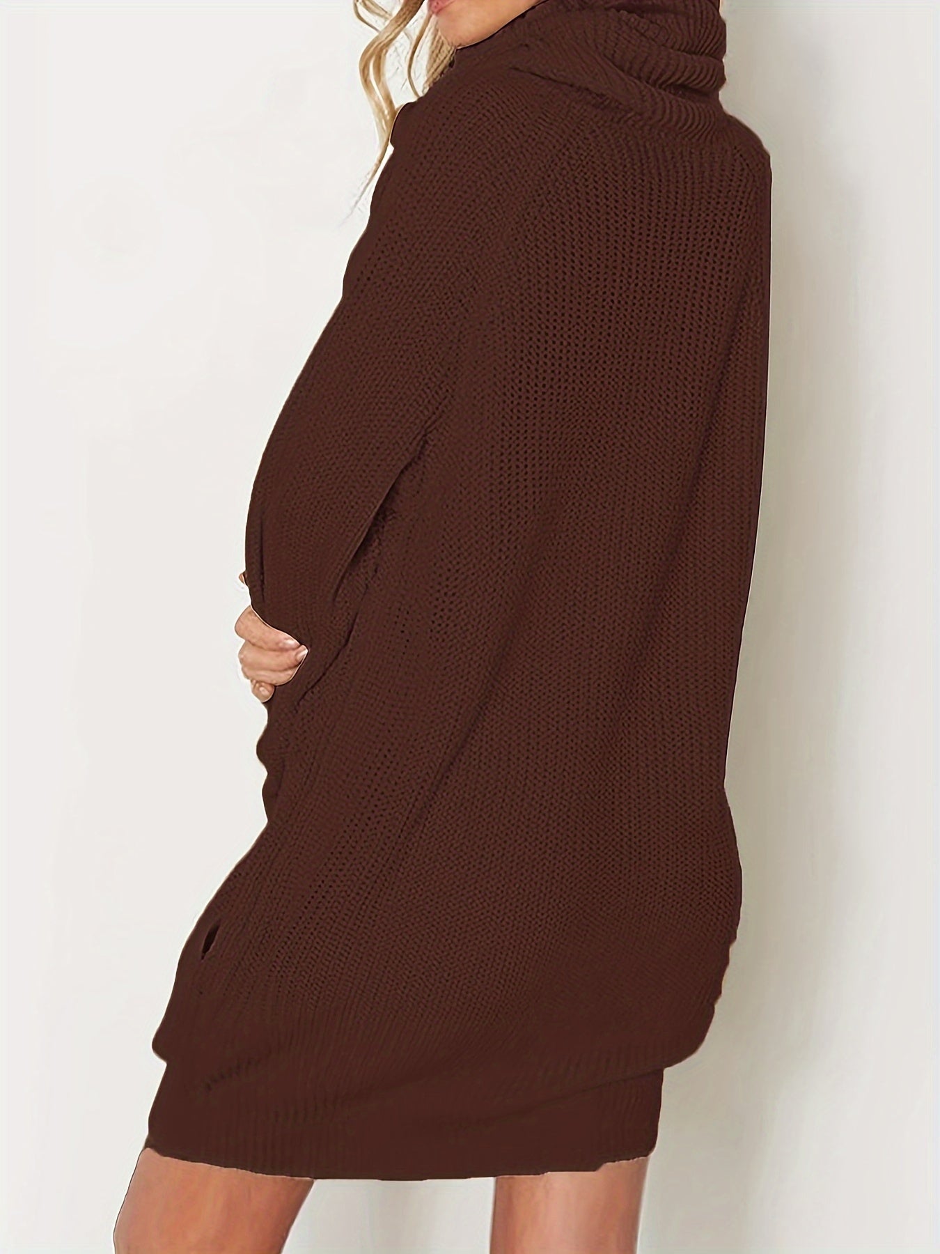 Women's Plus Solid Long Sleeve High Neck Tunic Knit Top