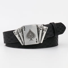 Men's PU Leather Floral Pattern Belt Gift For Father And Boyfriend