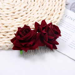 Rose Flower Side Comb Barrette Wedding Hair Accessory