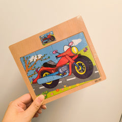 12pc Wooden Puzzle Board - Animals & Transportation Themes