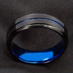 Men's Groove Beveled Stainless Steel Ring