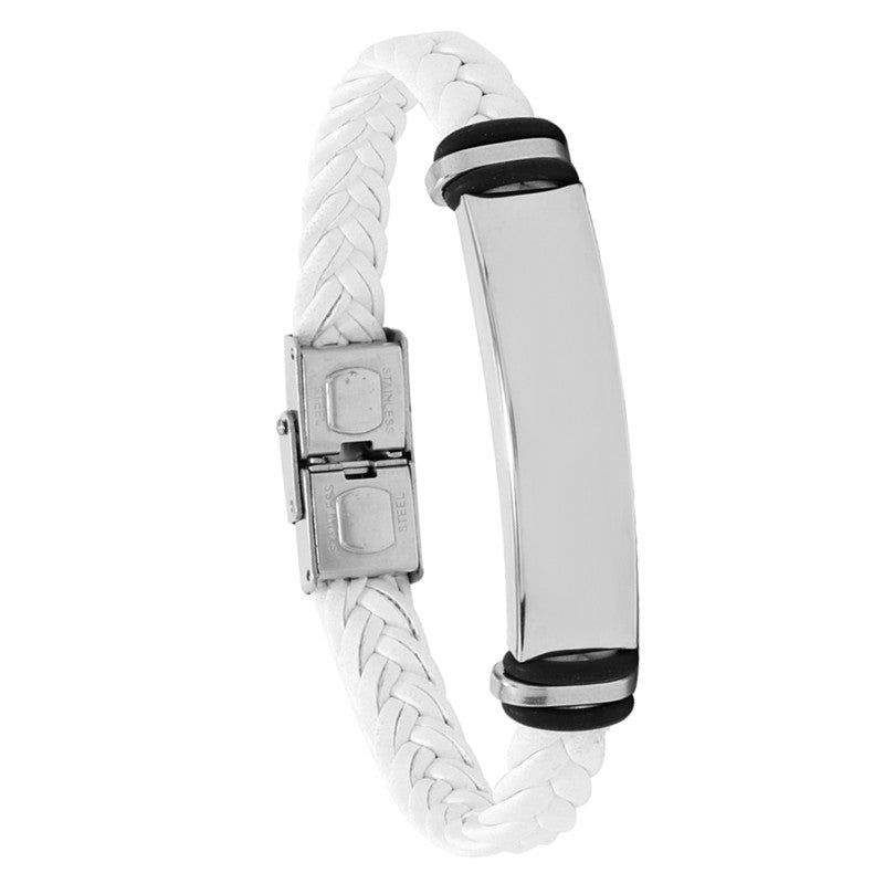 Minimalist Titanium Steel Leather Bracelet