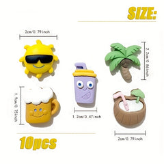 10pcs Beach Series Push Pins - Coconut Tree & Sun Office Decor