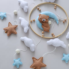 Baby Crib Cloth Mobile Coffee Bear Stars Moon Shapes Ringtone