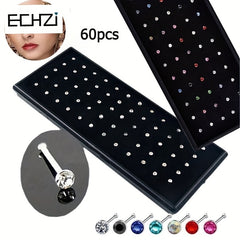 Crystal Rhinestone Nose Ring Set Zicron Inlaid Holiday Style