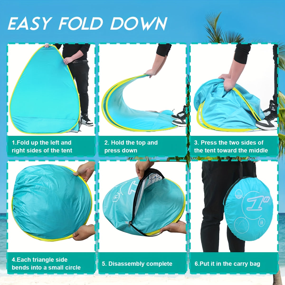 Pop Up Beach Tent Portable Beach Shade Canopy UPF 50 Lightweight