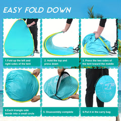 Pop Up Beach Tent Portable Beach Shade Canopy UPF 50 Lightweight