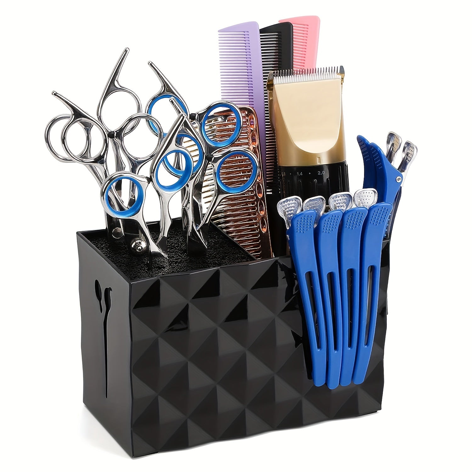 Acrylic Salon Scissors Holder Box Hairdressing Combs Clips Organizer