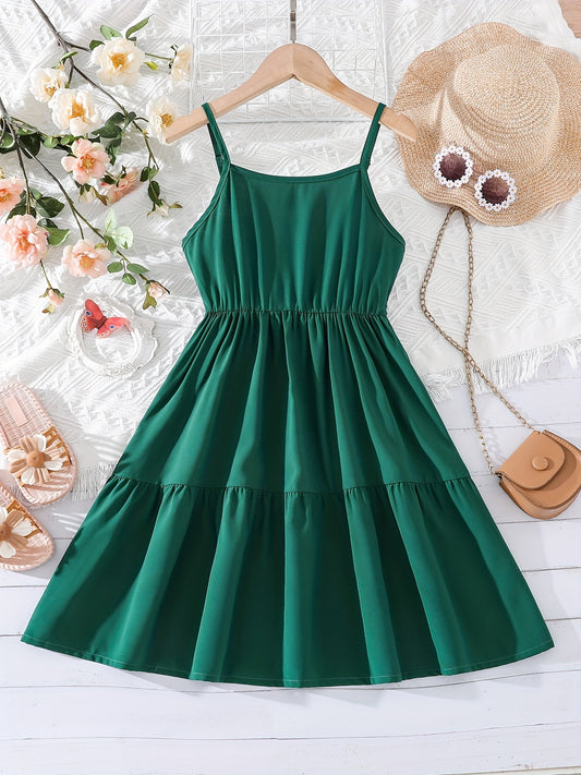 Girls' Elastic Waist Swing Cami Dress For Party Going Out