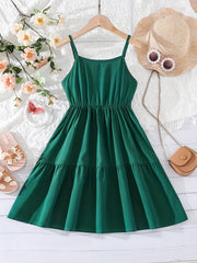 Girls' Elastic Waist Swing Cami Dress For Party Going Out