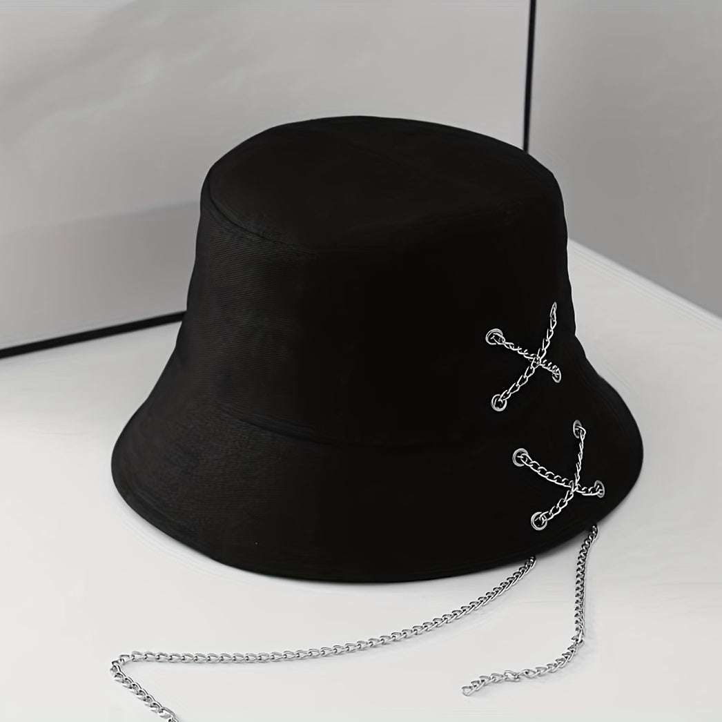 Solid Cotton Bucket Hat Colorful Ribbon Decor Fisherman Cap