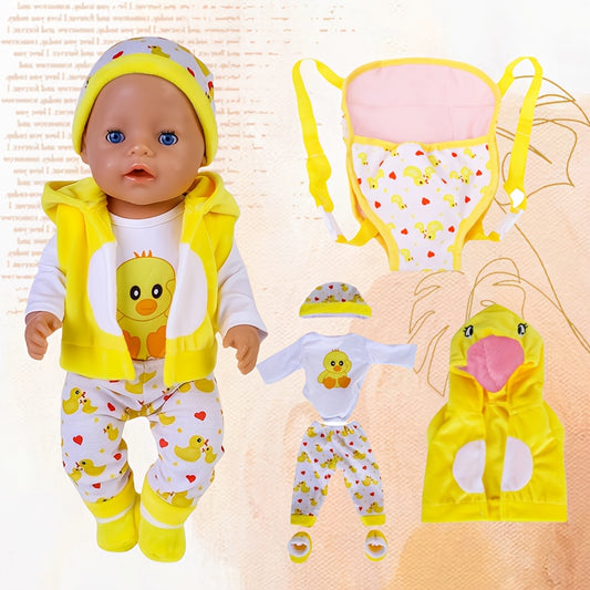 Yellow Duckling Doll Outfit 43 Dolls Christmas Gift Includes Hat Vest Pan