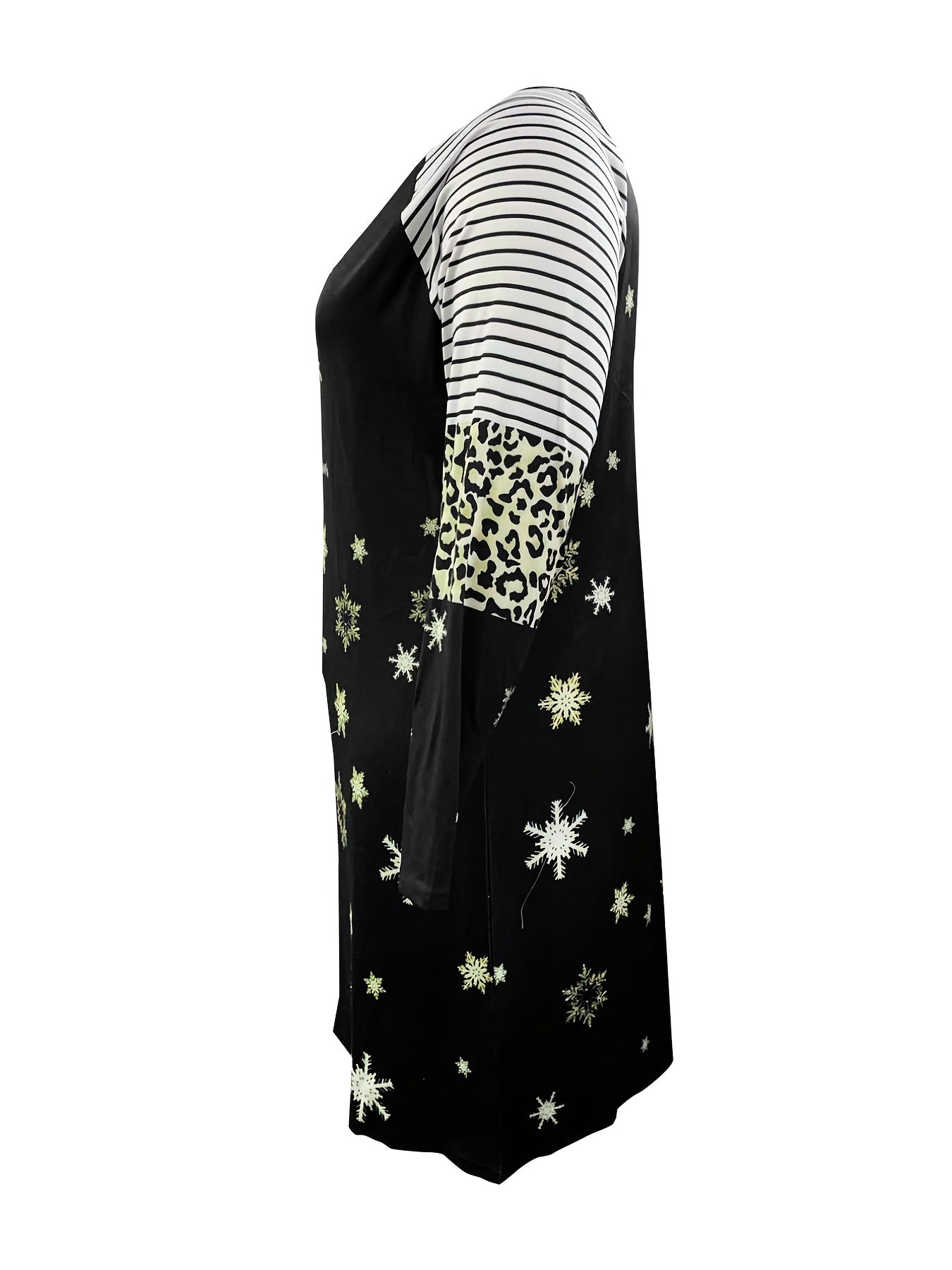  Christmas Raglan Sleeve Round Neck Dress