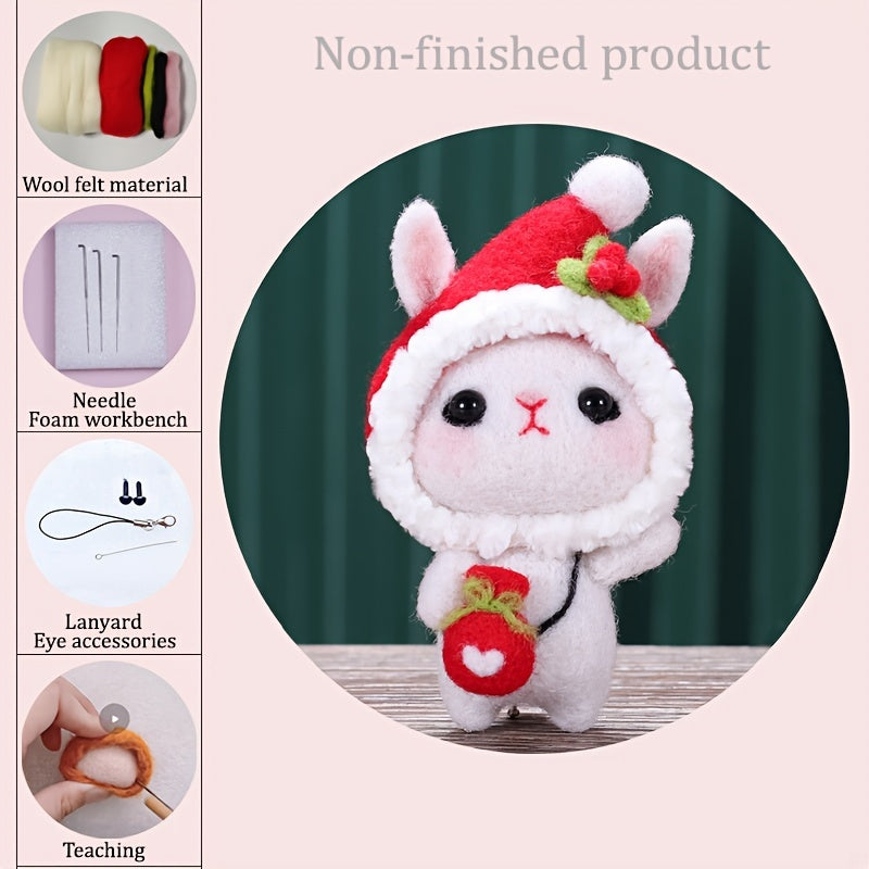 Christmas Hat Rabbit Felt DIY Package Holiday Gift Doll Decoration Sewing Materi