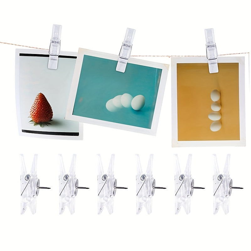 50pcs Transparent Plastic Push Pins for Photo & Cork Board Decoration